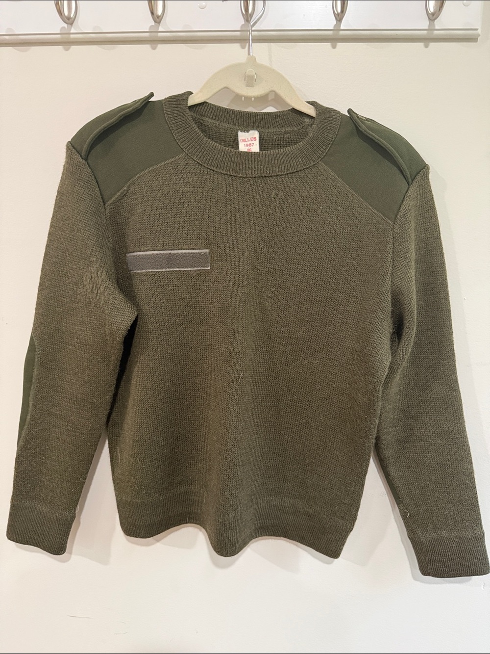 Men's Olive Green Crewneck Military Knit Sweater